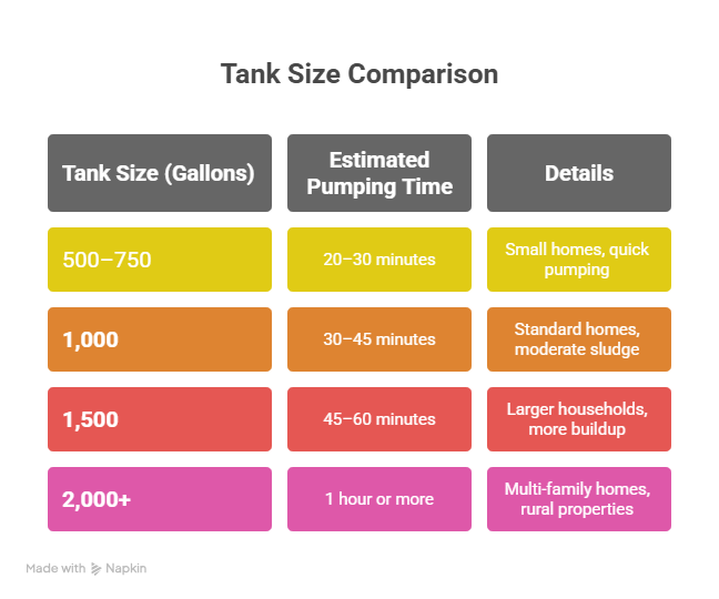 Time Estimates by Septic Tank Size